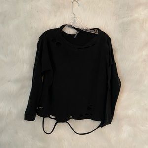 distressed black sweatshirt